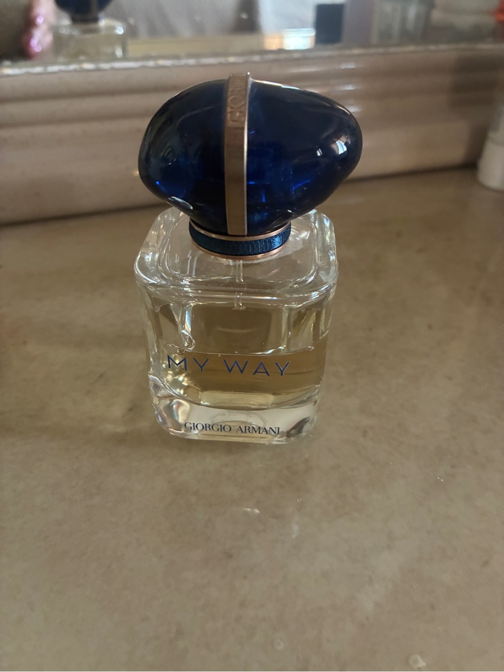 Giorgio Armani My Way Perfume Bottle with Blue Cap and Gold Trim - Picture 2 of 3
